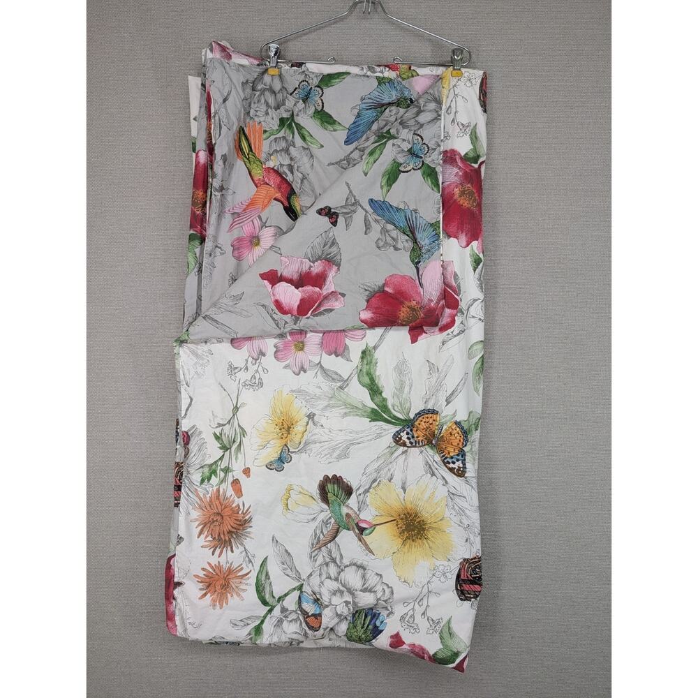 Pottery Barn Reversible Hummingbird Butterfly Botanical Duvet Cover King Cotton